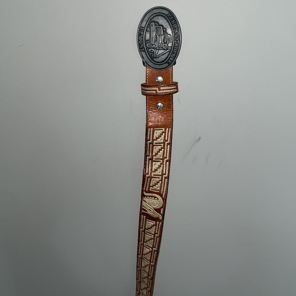 Perlman-Rocque Lemont IL Silver Trucking Buckle On A Made In Mexico Rooster Belt - Picture 2 of 9